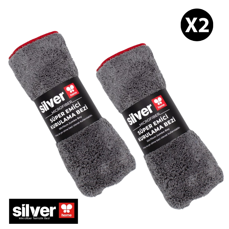 Silver Home Mikrofiber Araç Kurulama Havlusu 50x70 cm 390 GSM (2 Adet)
