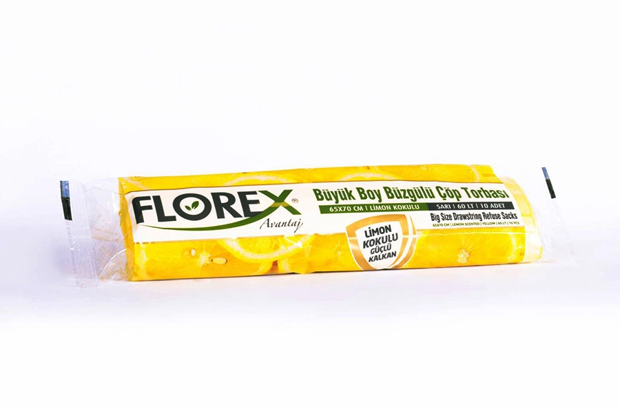 Limon Kokulu Büzgülü Büyük Boy Çöp Torbası (65 x 70) 10 Adet