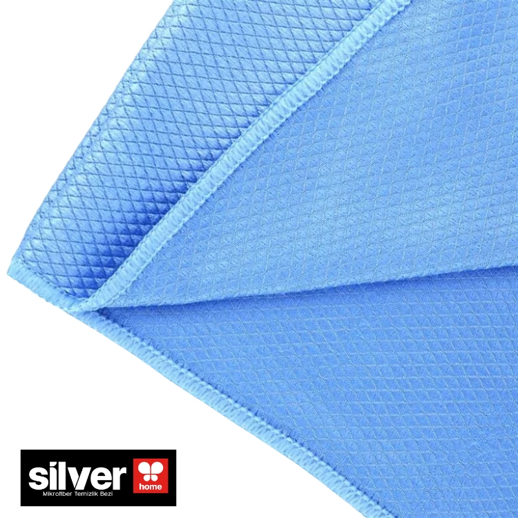 Silver Home Mikrofiber 40x40cm 2’li Baklava Desen Cam Temizlik Bezi – Mavi & Pembe