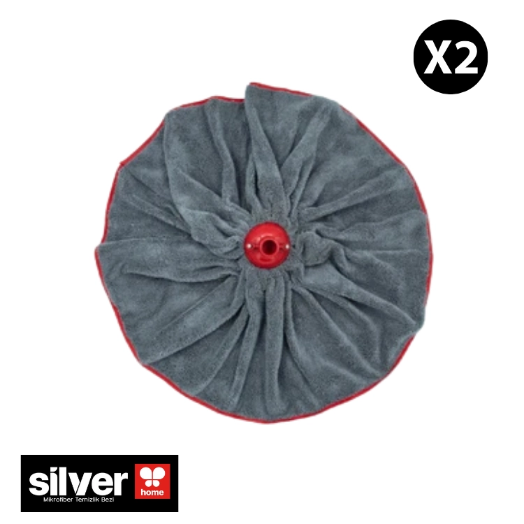 Silver Home Mikrofiber Mop Bezi 55x105 cm 265 GSM Süper Emici Kurulama Mop 2’li Gri