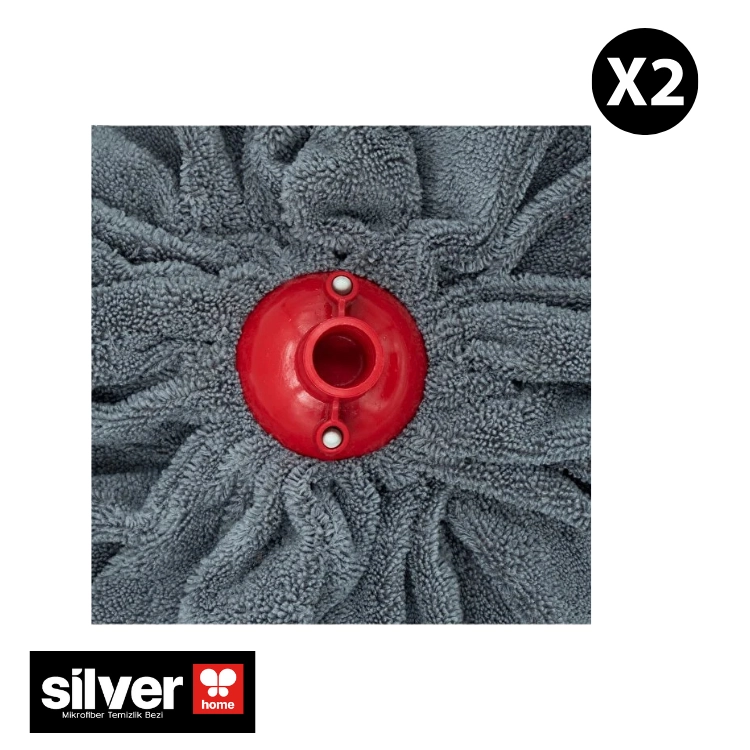 Silver Home Mikrofiber Mop Bezi 55x105 cm 265 GSM Süper Emici Kurulama Mop 2’li Gri