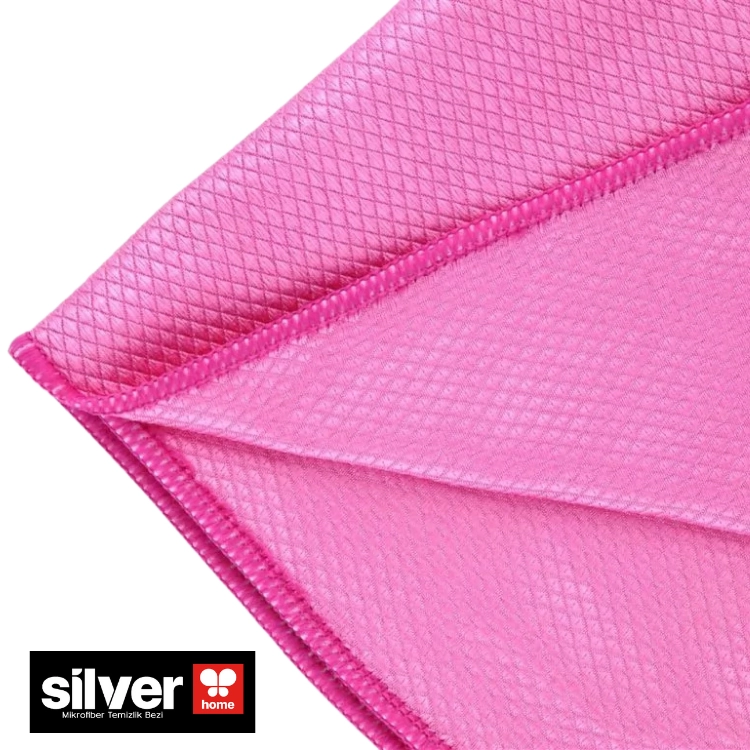 Silver Home Mikrofiber 40x40cm 2’li Baklava Desen Cam Temizlik Bezi – Mavi & Pembe