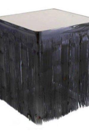 PÜSKÜLLÜ METALİZE SİYAH MASA ETEĞİ