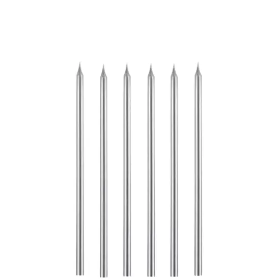 15 Cm Gümüş Pasta Mumu 6 Adet