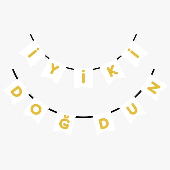 BEYAZ-GOLD İYİ Kİ DOĞDUN YALDIZLI BANNER