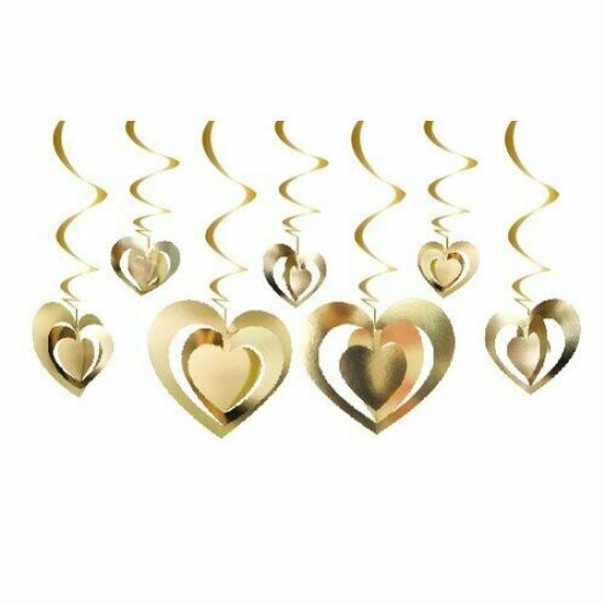 3D Tavan Süsü Kalp Gold 10 lu