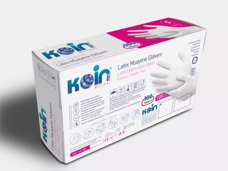 Koinsmh Pudrasız Lateks Muayene Eldiveni Küçük Boy ( S ) 100 Adet