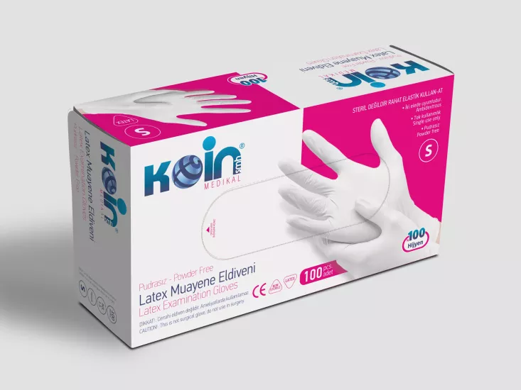 Koinsmh Pudrasız Lateks Muayene Eldiveni Küçük Boy ( S ) 100 Adet