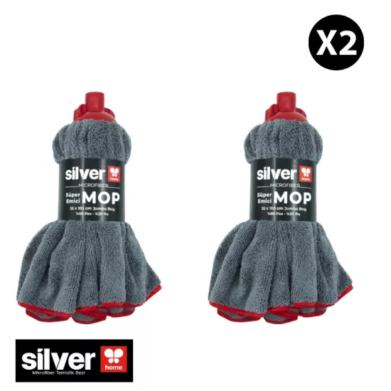 Silver Home Mikrofiber Mop Bezi 55x105 cm 265 GSM 2’li | Süper Emici Temizlik Mop Bezi