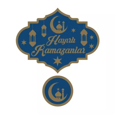 Hayırlı Ramazanlar Kapı & Duvar Süsü | Lacivert Altın Yazılı