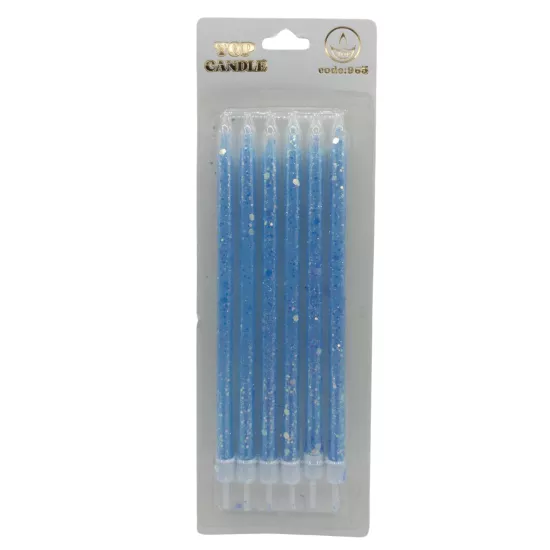 Top Candle Mavi Gümüş Pullu Doğum Günü Mumu
