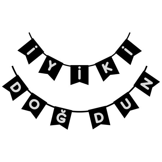 SİYAH-GÜMÜŞ İYİ Kİ DOĞDUN YALDIZLI BANNER