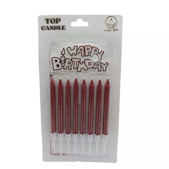 Top Candle Kırmızı Simli Doğum Günü Mumu