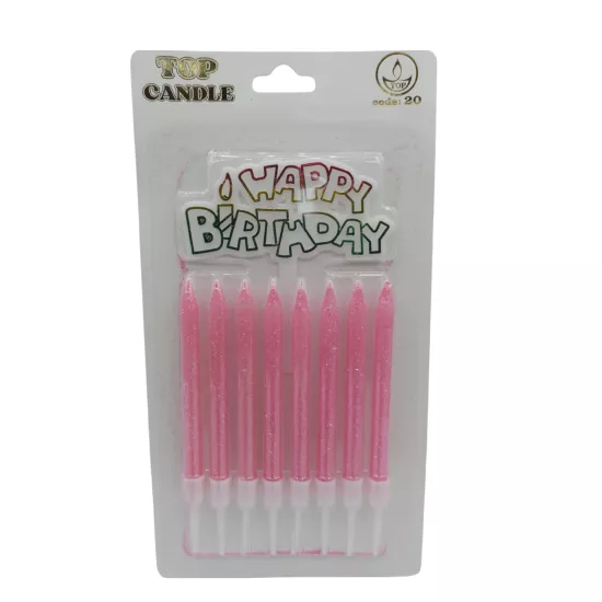 Top Candle Pembe Simli Doğum Günü Mumu